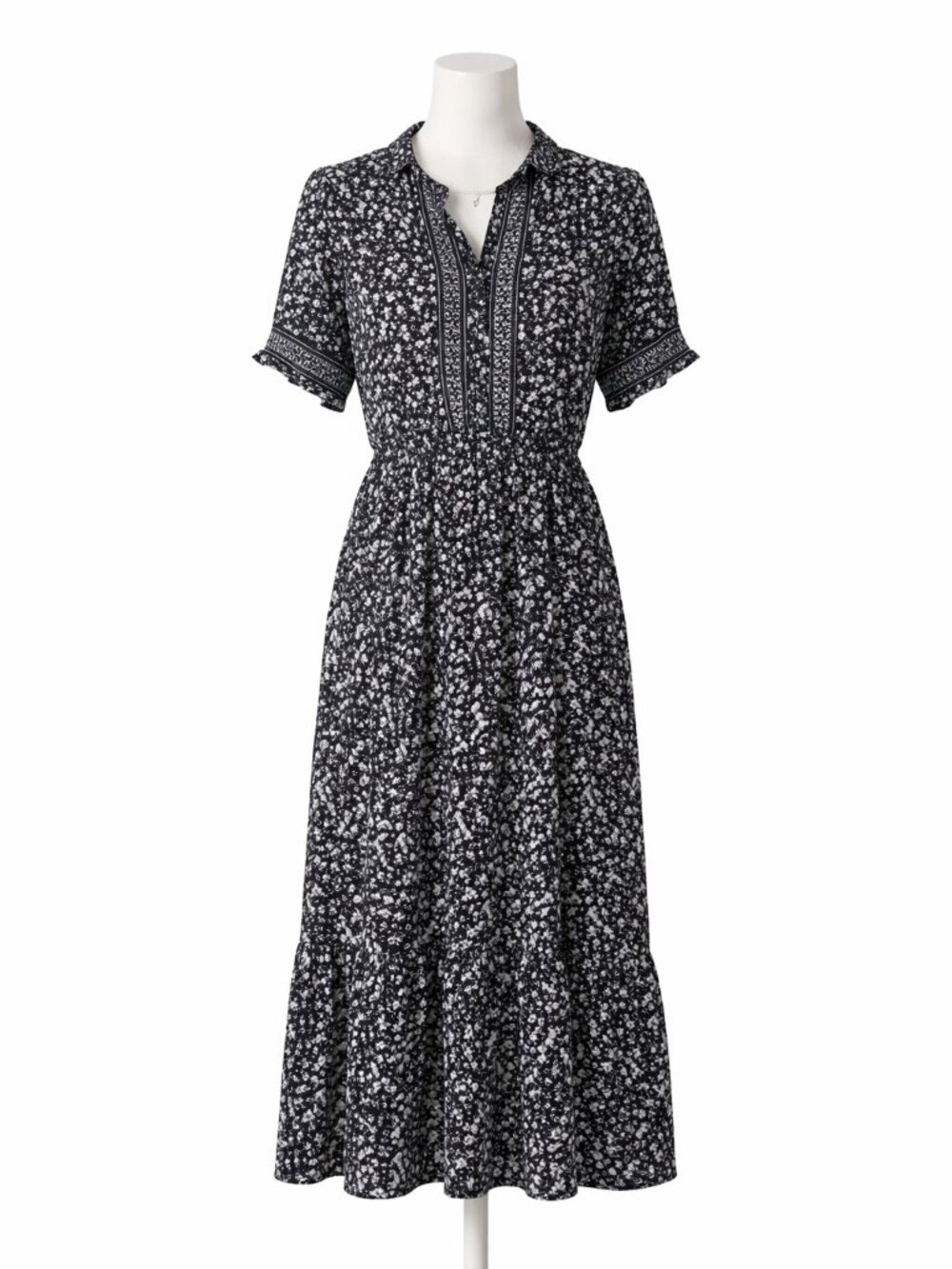 London Style Collection Black White Floral Dress 12P NWT Petite
